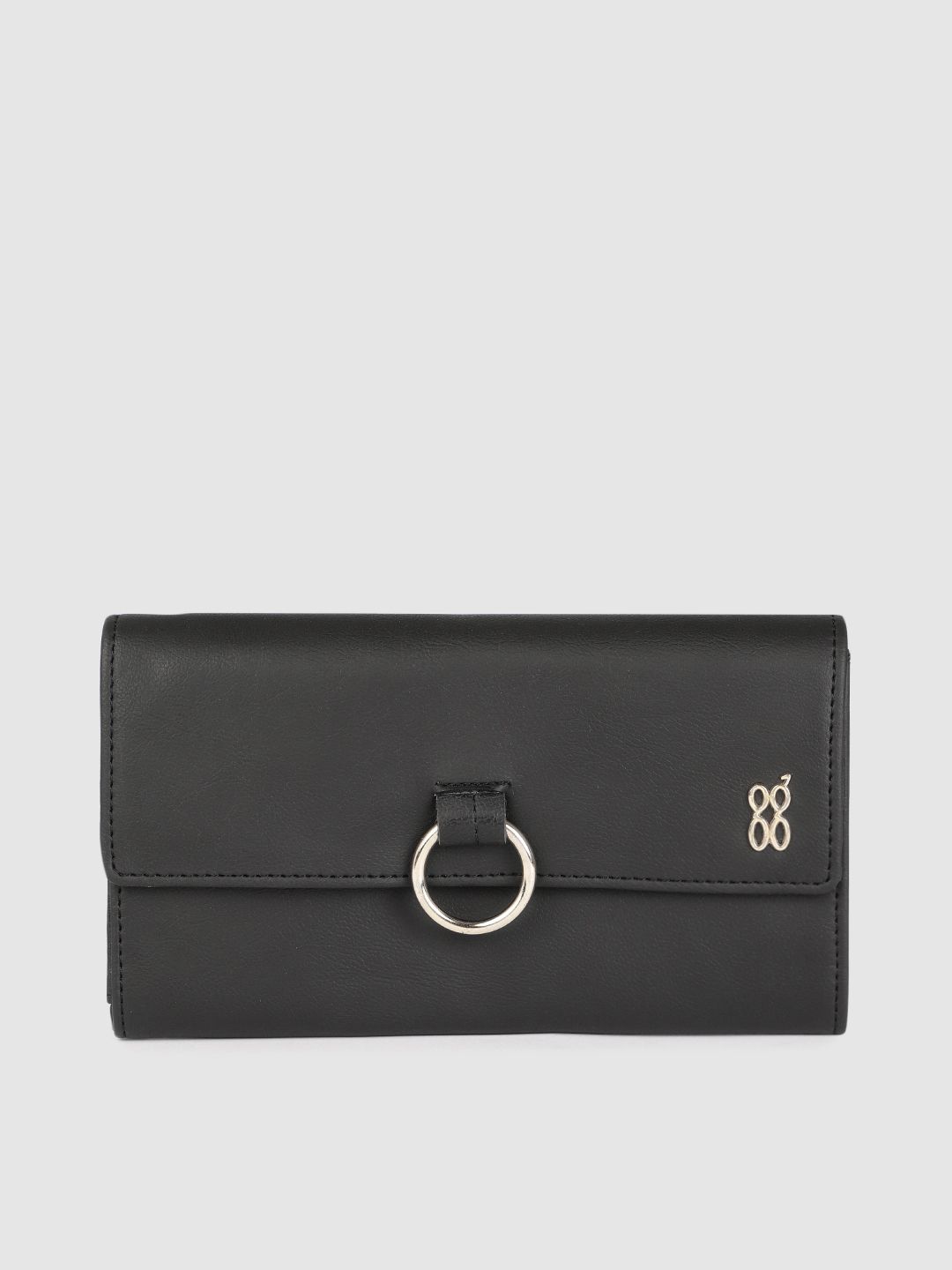 Baggit Women Black Solid Three Fold Wallet Price in India