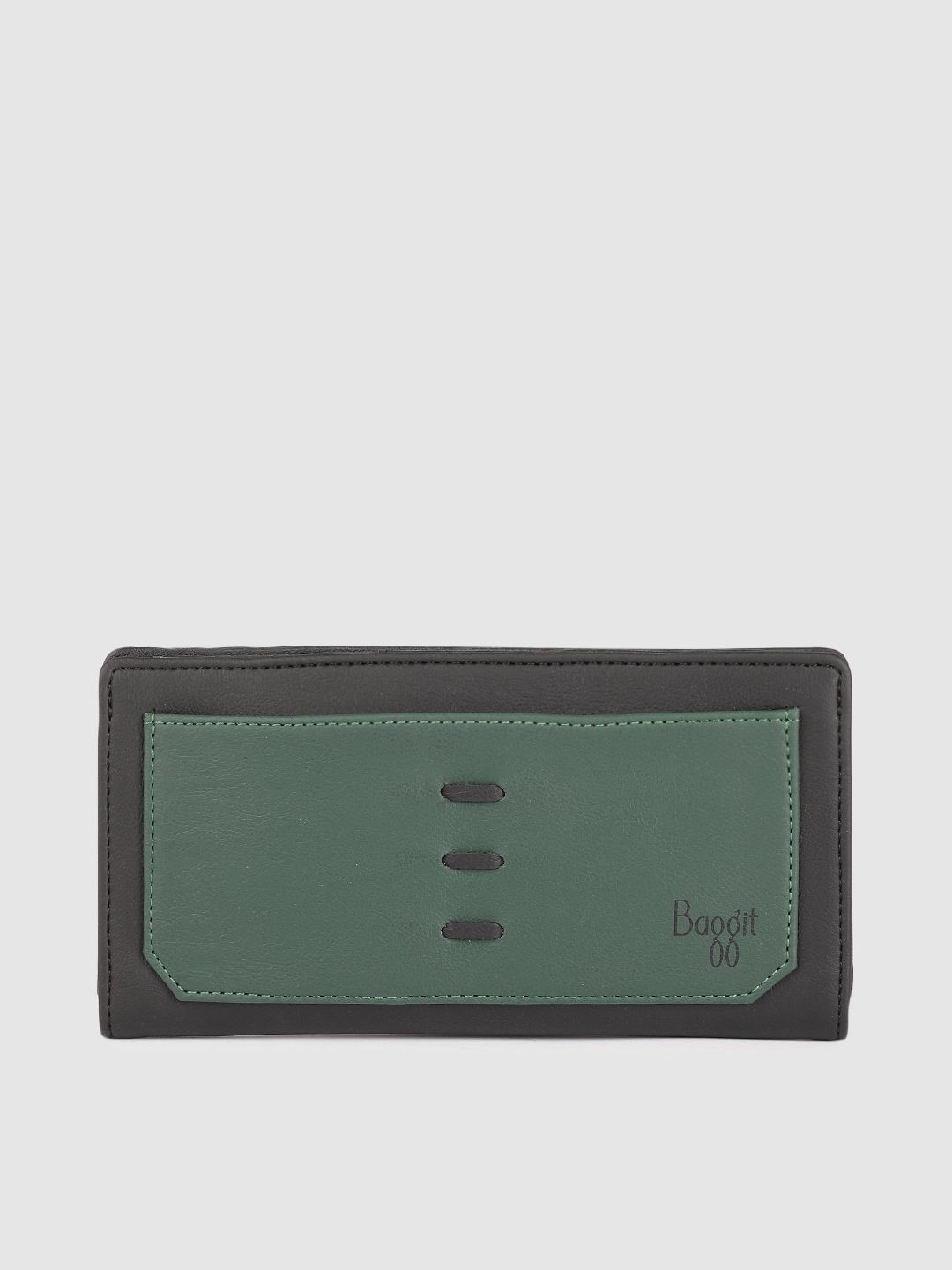 Baggit Women Black & Green Colourblocked Two Fold Wallet Price in India