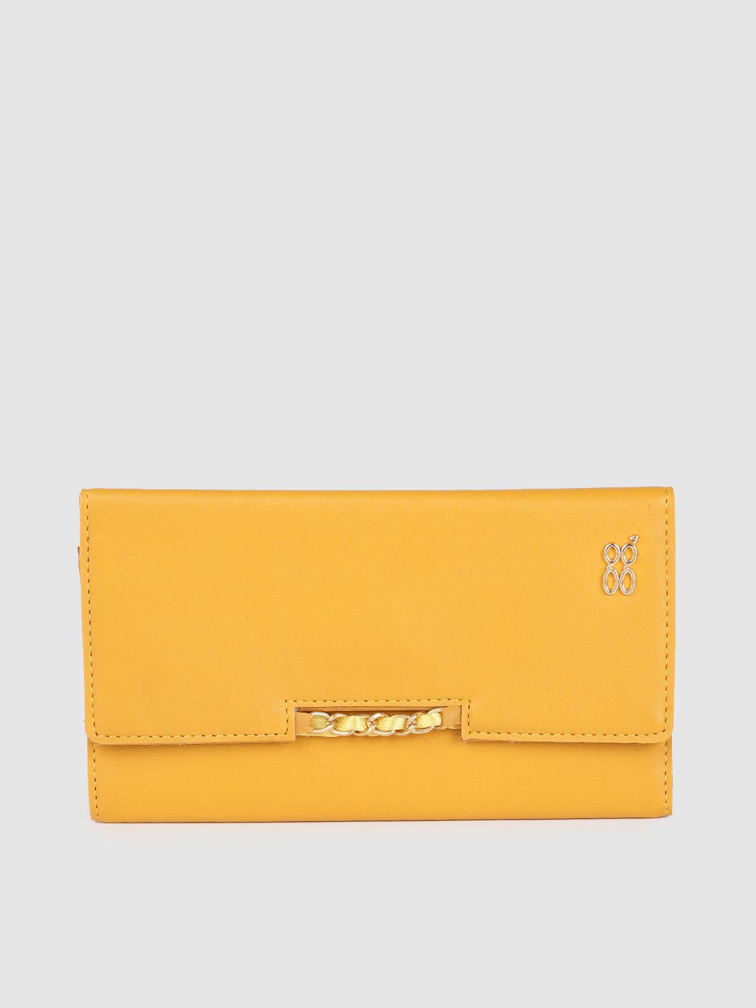 Baggit Women Yellow Solid Three Fold Wallet Price in India