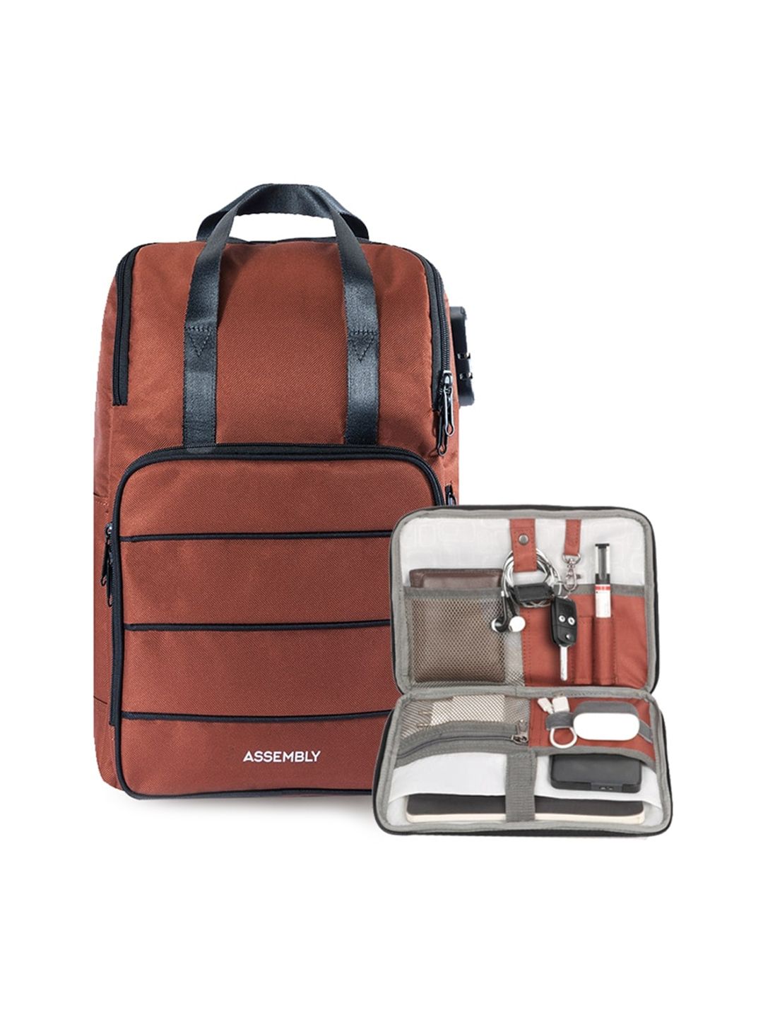 Assembly Unisex Rust 15 Inches Laptop Backpack with USB Charging Port Price in India