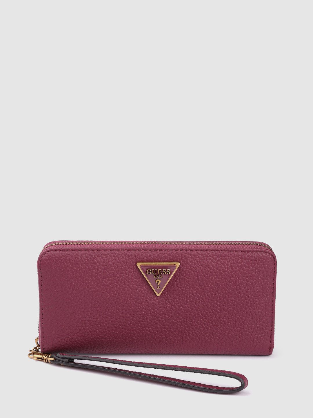 GUESS Women Magenta Solid Downtown Chic Zip Around Wallet Price in India