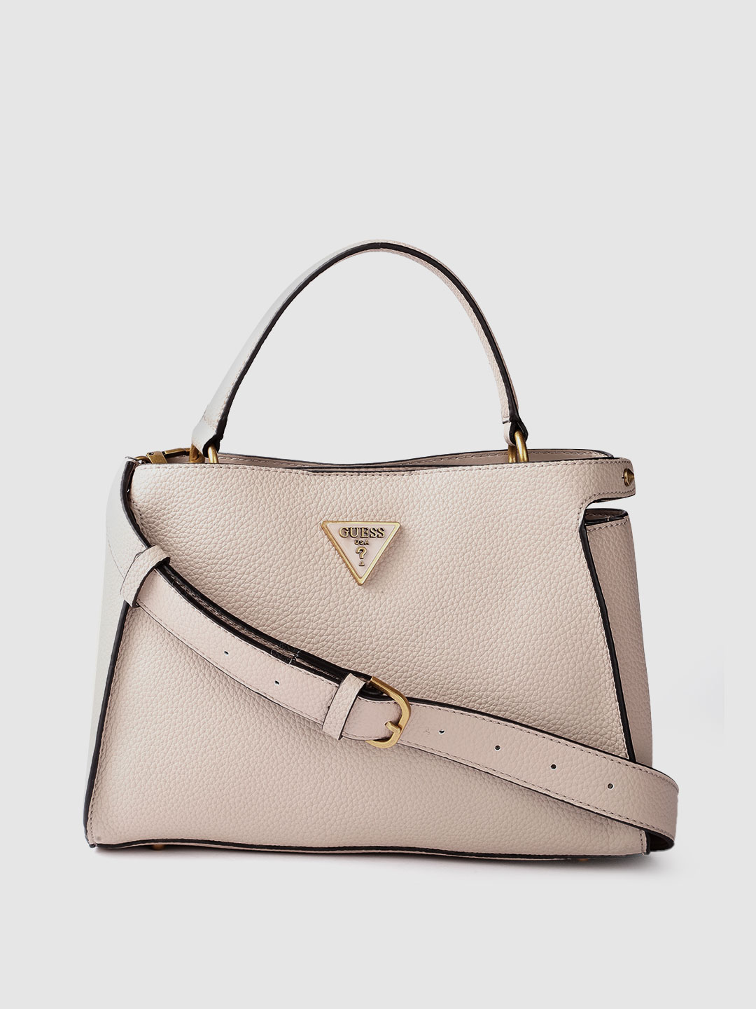 GUESS Peach-Coloured Textured Structured Handheld Bag Price in India