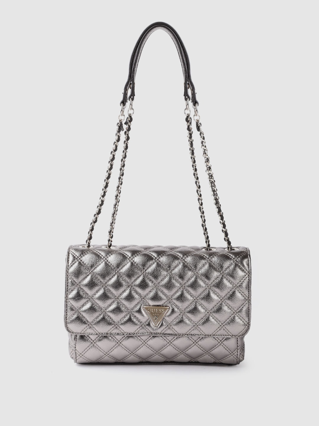 GUESS Silver-Toned Quilted Shoulder Bag Price in India