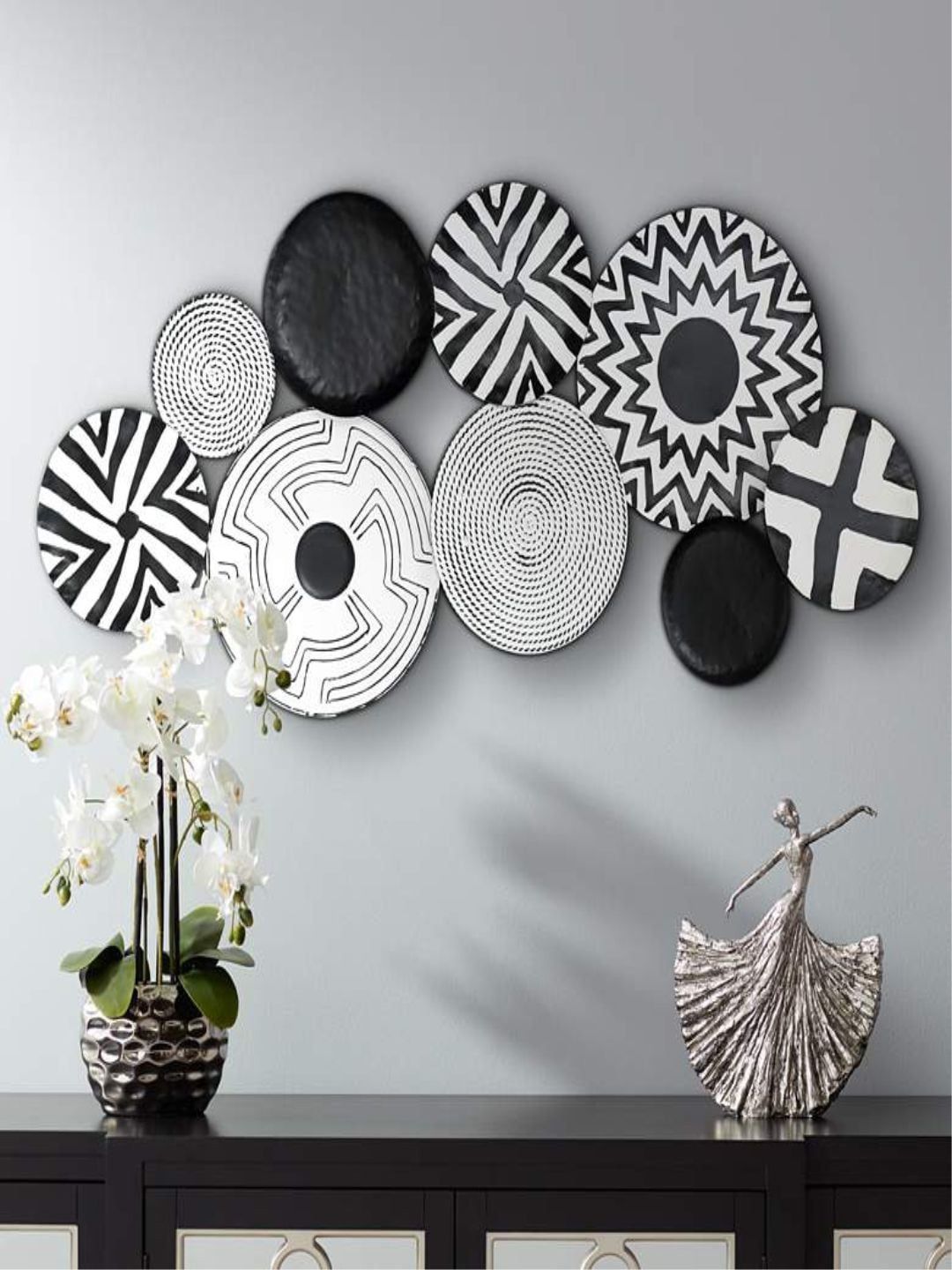 The Art House Set of 9 Black & White Abstract Canvas Wall Paintings Price in India
