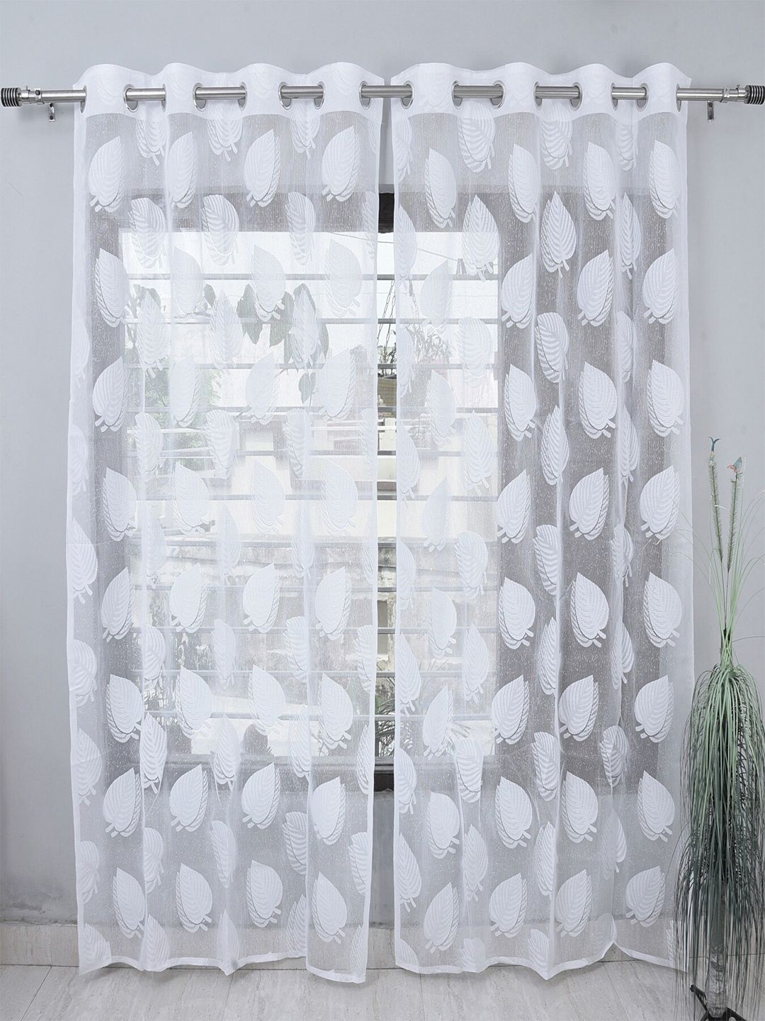 Homefab India Set of 2 White Sheer Window Curtain Price in India