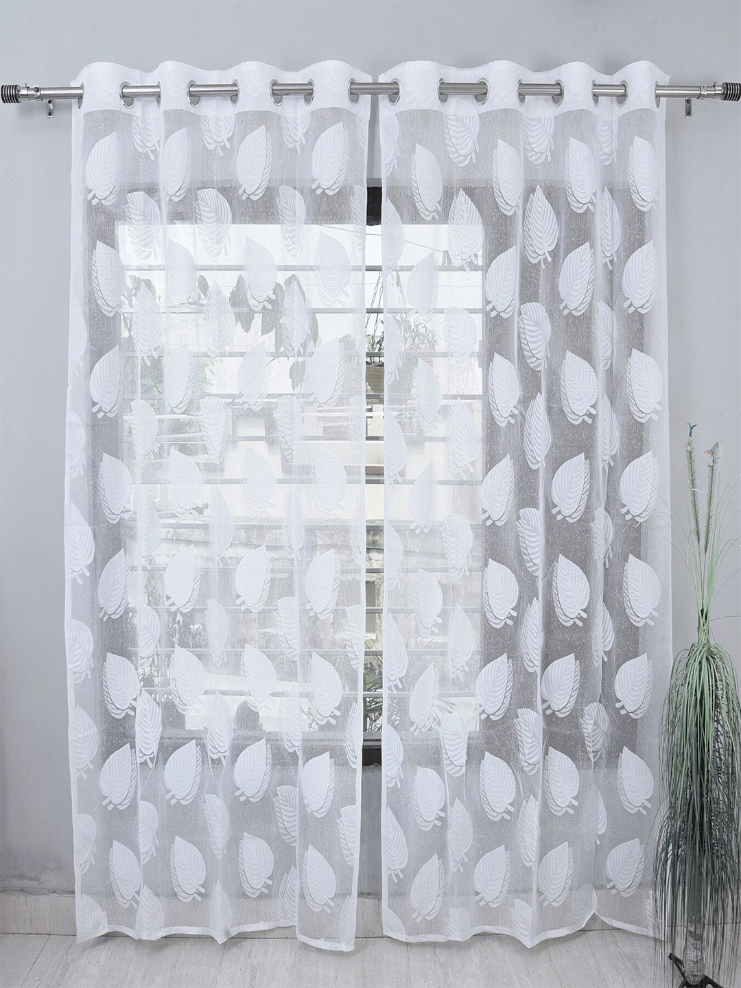 Homefab India Set of 2 White Sheer Door Curtain Price in India