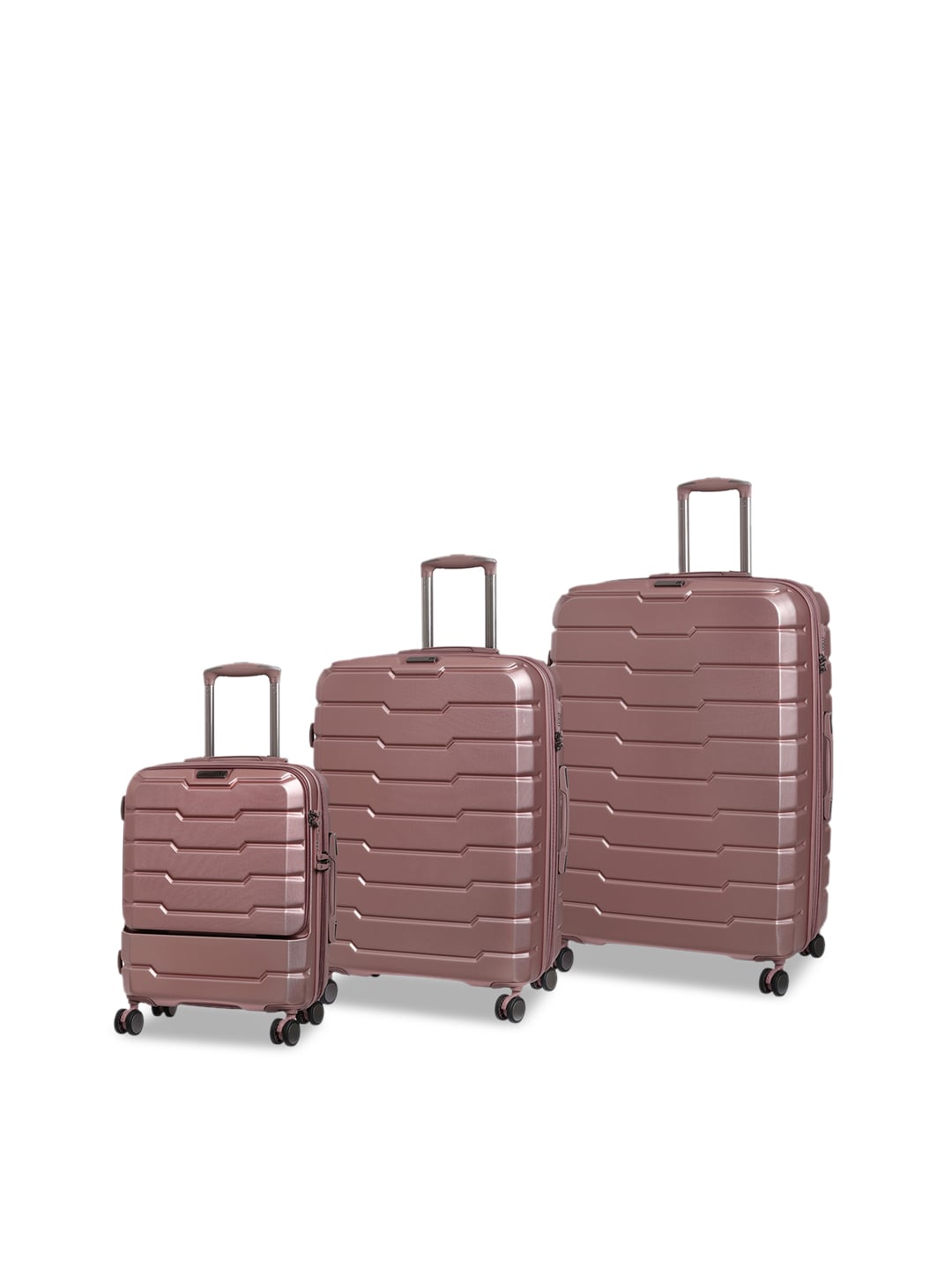 IT luggage Set Of 3 Pink Textured Hard-Sided Trolley Suitcases Price in India