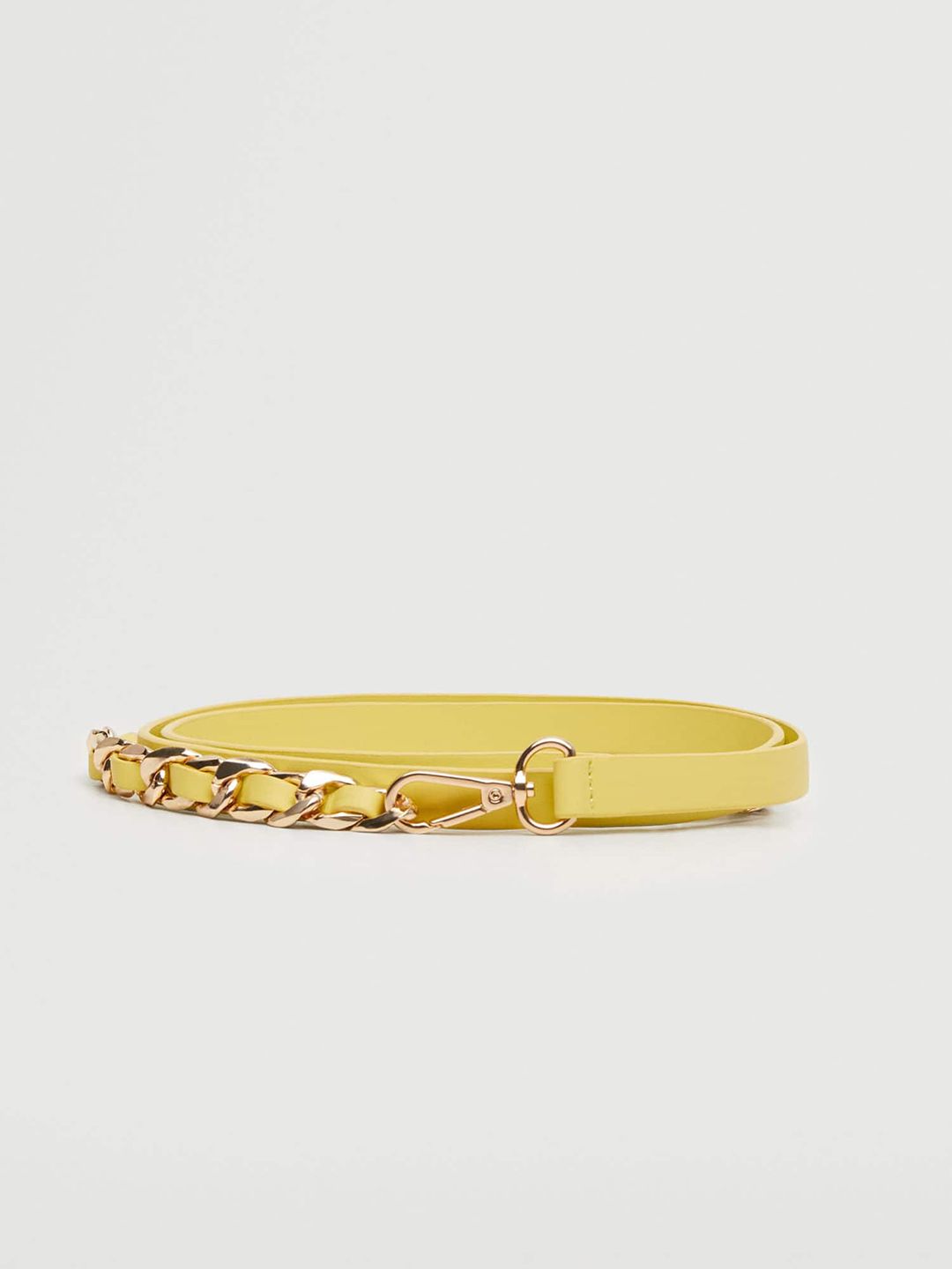 MANGO Women Yellow & Gold-Toned Solid Chain Style Belt Price in India