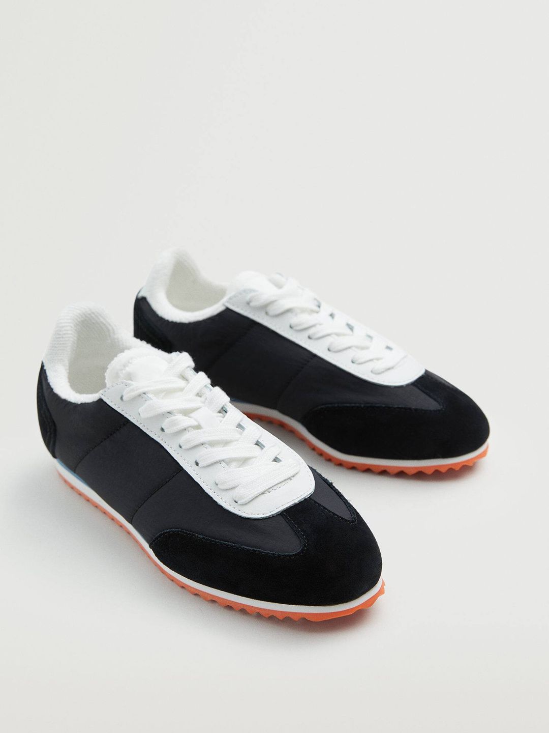 MANGO Women Black & White Solid Sneakers Price in India