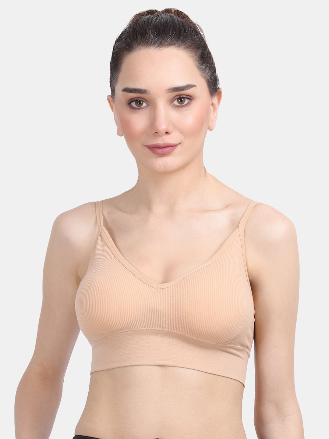 Amour Secret Nude-Coloured Solid Rapid-Dry Workout Bra Price in India