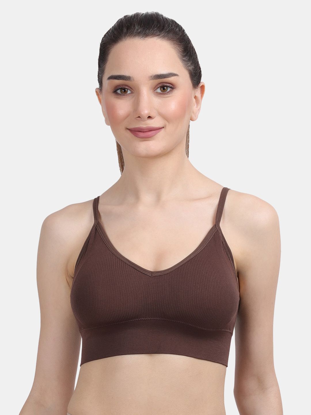 Amour Secret Woman Lightly Padded Sports Bra Brown Price in India