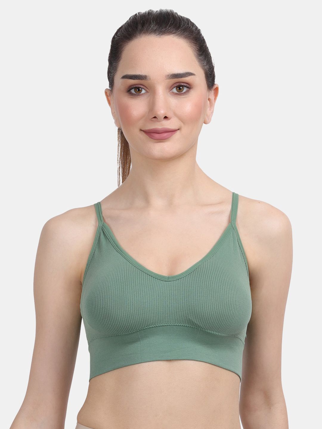 Amour Secret Medium Support Striped Rapid Dry Green Bra Price in India