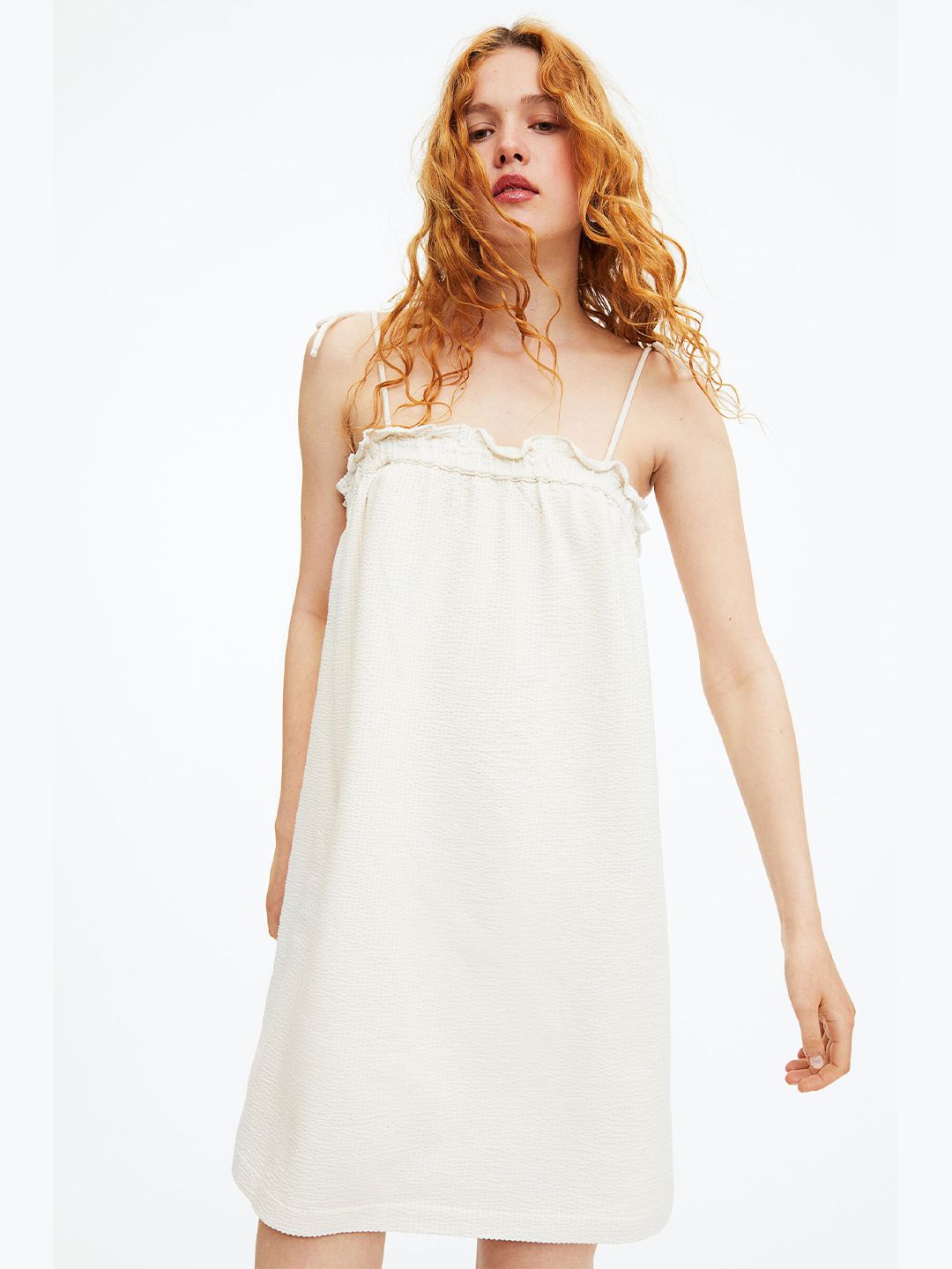 H&M White Waffled Jersey Dress Price in India