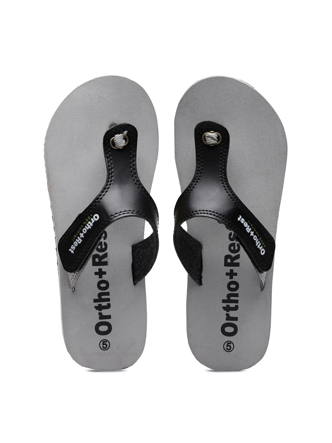 Ortho Rest Women Grey & Black Printed Thong Flip-Flops Price in India