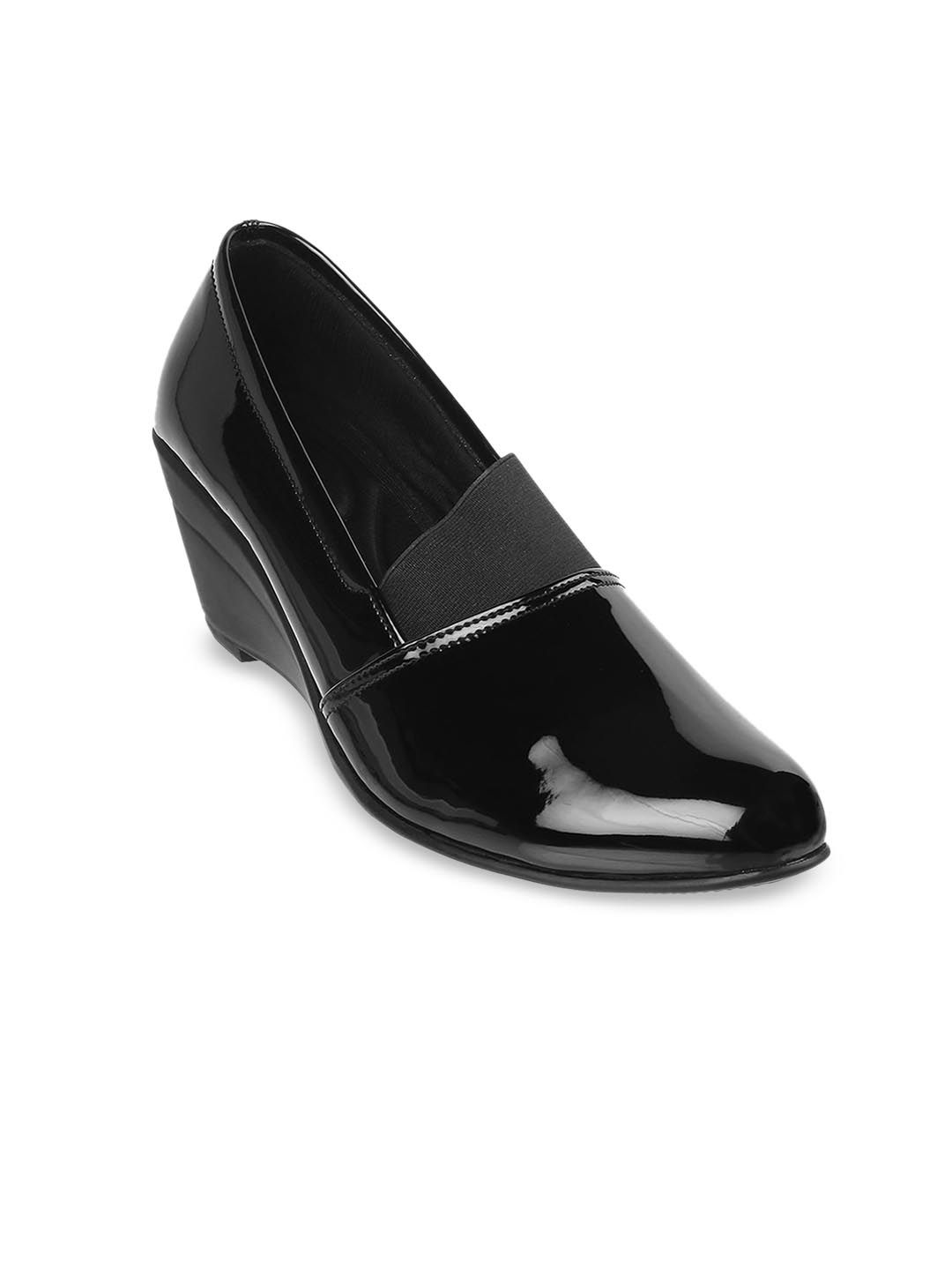 Mochi Black Wedge Pumps Price in India