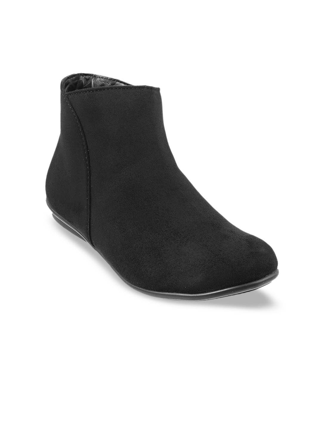 Mochi Women Black Solid Boots Price in India