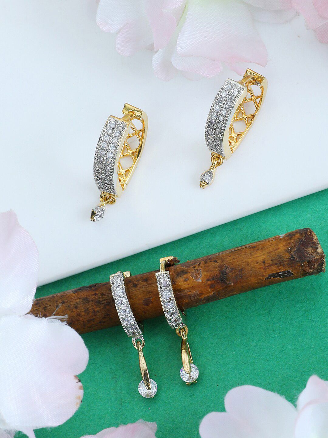Bhana Fashion White Contemporary Drop Earrings