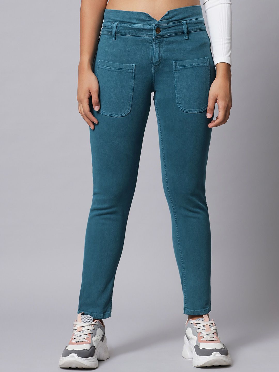 Q-rious Women Green High-Rise Stretchable Jeans Price in India