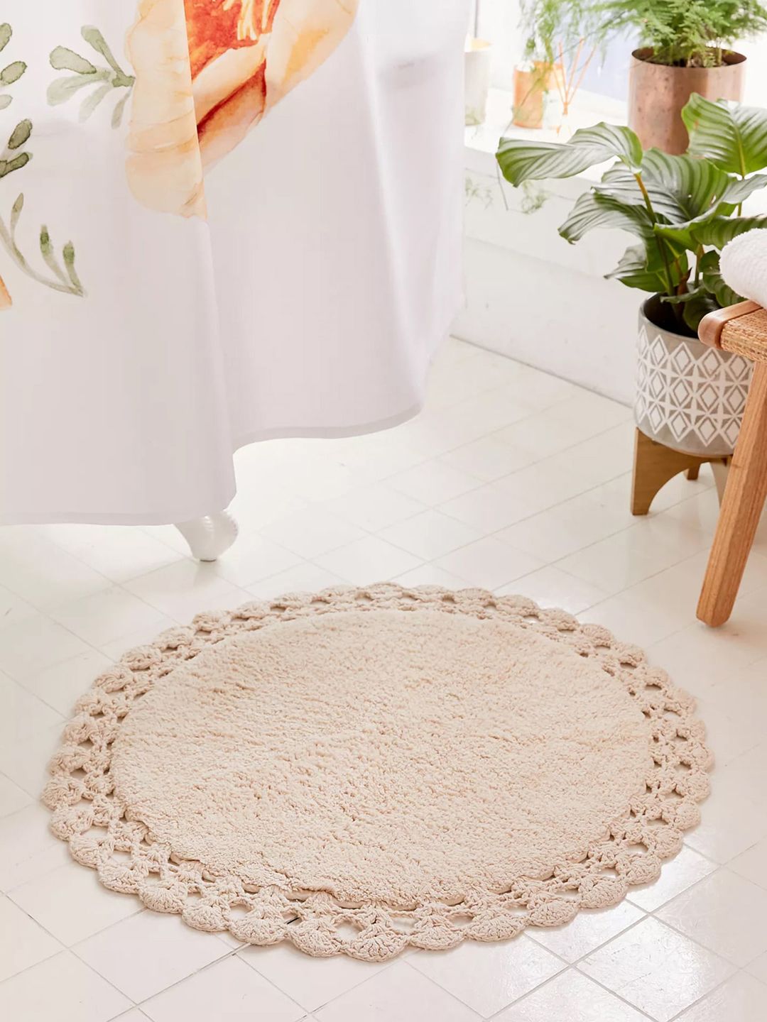 HABERE INDIA Beige Pure Cotton Doormat With Handwork Price in India