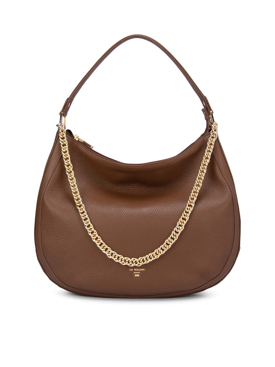 Da Milano Brown Leather Structured Hobo Bag with Tasselled Price in India