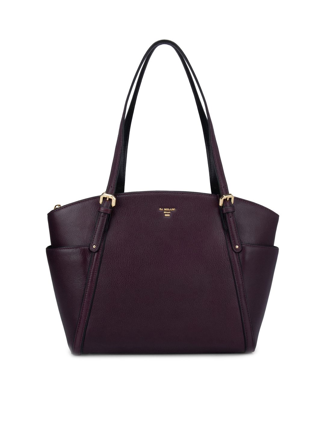 Da Milano Burgundy Leather Structured Shoulder Bag Price in India