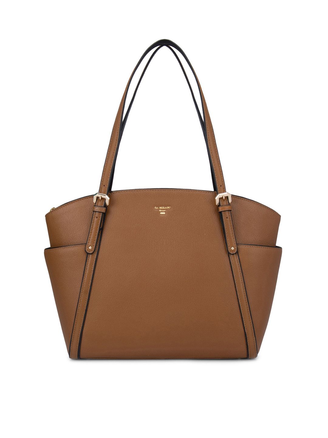 Da Milano Tan Leather Structured Shoulder Bag Price in India