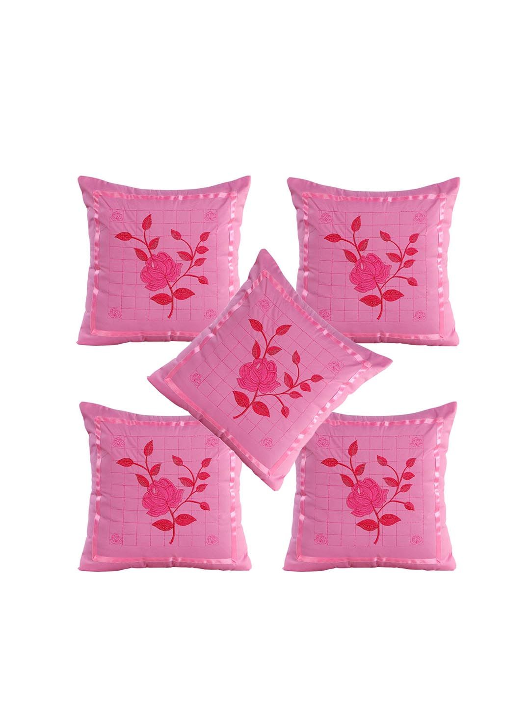 Hammer Home Pink & Red 8-Pieces Embroidered Diwan Set Price in India