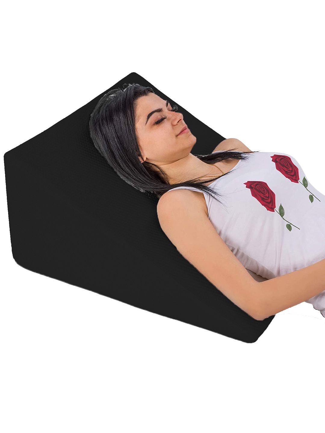Pum Pum Black Solid Cooling Gel Memory Foam Wedge Pillow Price in India