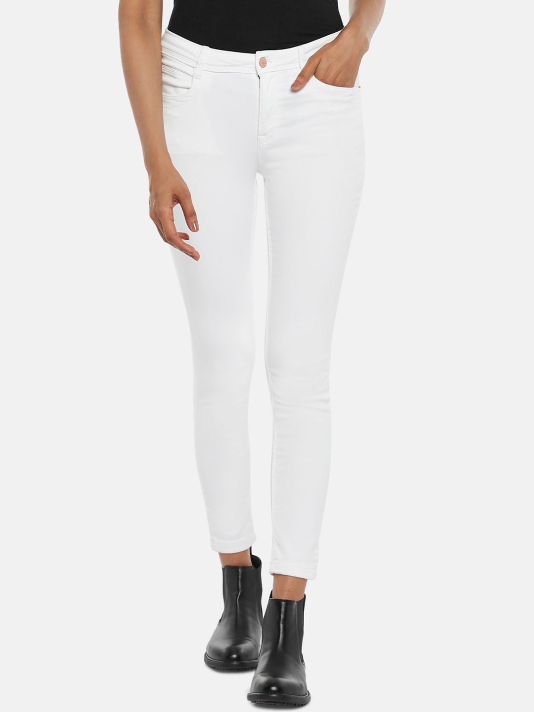 SF JEANS by Pantaloons Women White Skinny Fit Jeans Price in India