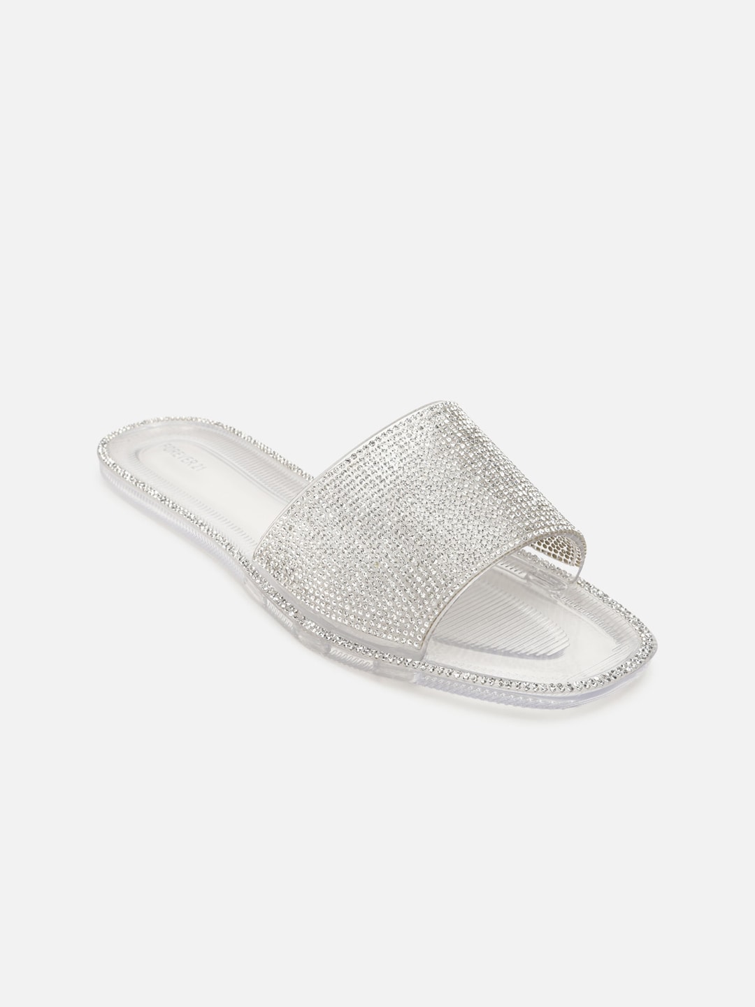 FOREVER 21 Women Silver-Toned Textured Flats Price in India