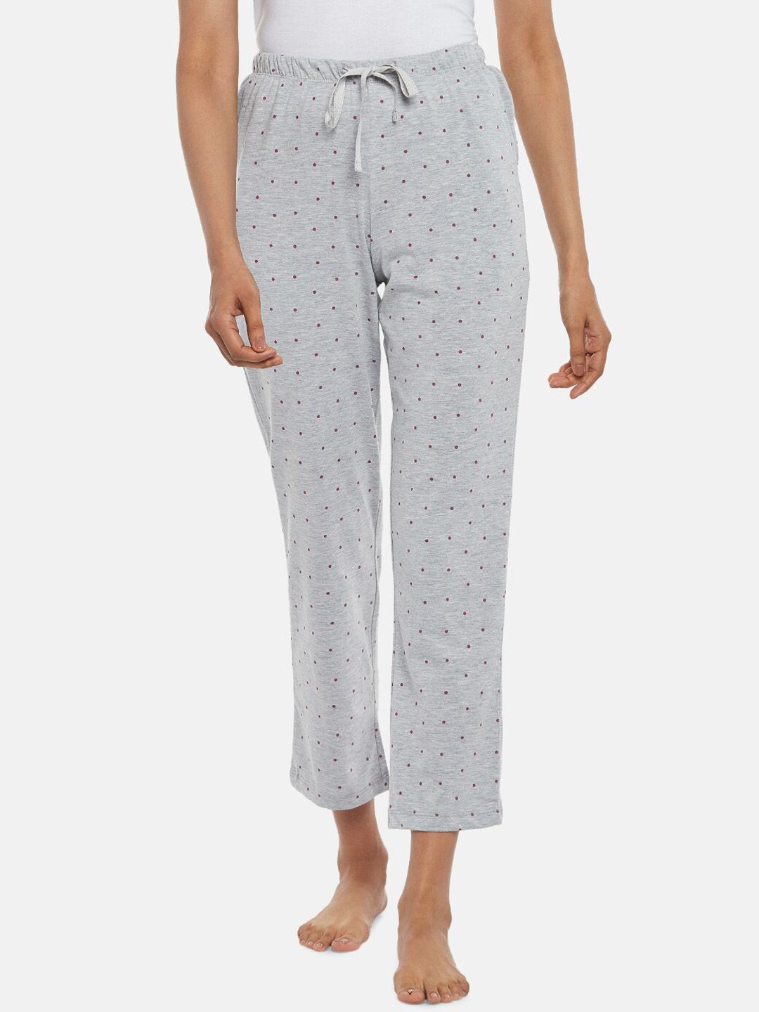 Dreamz by Pantaloons Women Grey Printed Cotton Lounge Pants Price in India