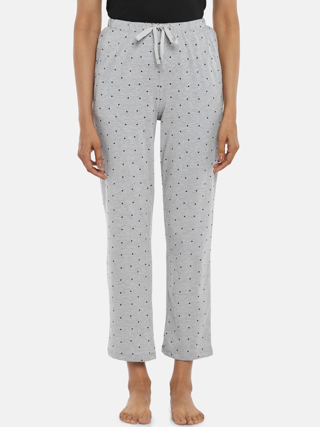 Dreamz by Pantaloons Women Grey Printed Cotton Lounge Pants Price in India