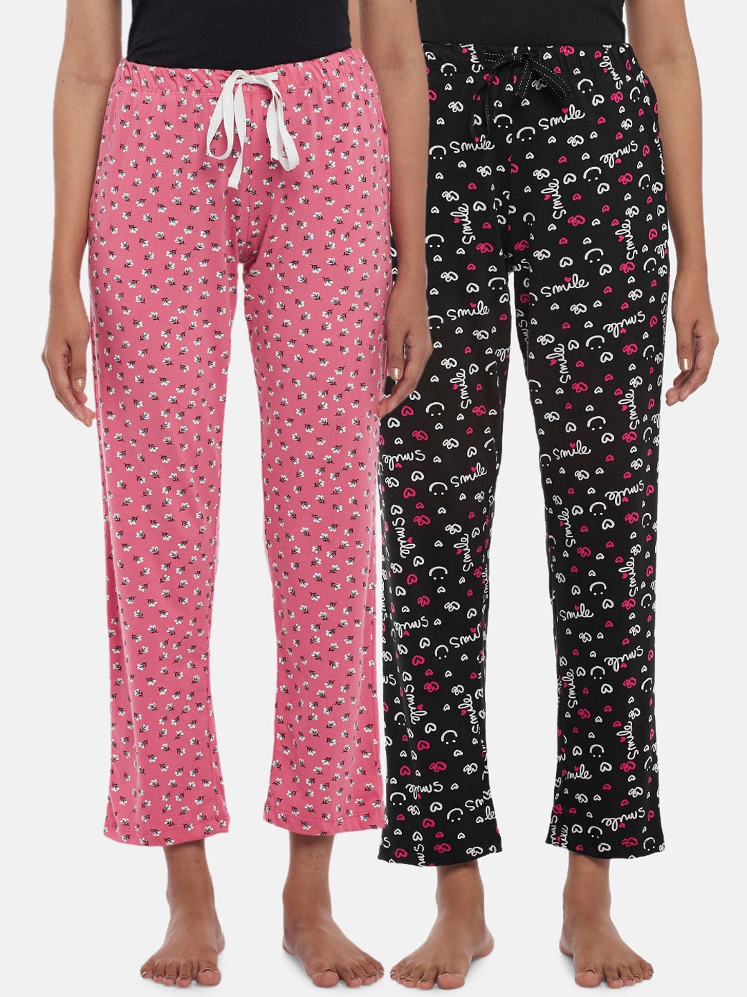 Dreamz by Pantaloons Women Pack of 2  cotton Printed Cropped Lounge Pants Price in India