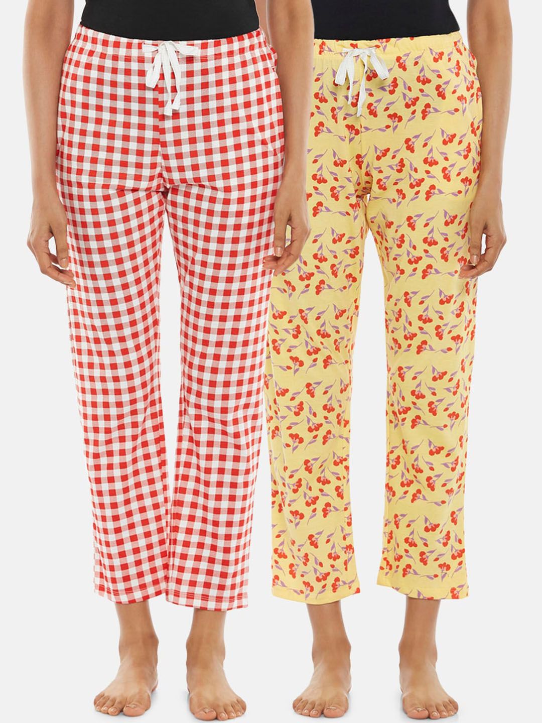 Dreamz by Pantaloons Woman Set Of 2 Multicoloured Printed Lounge Pants Price in India