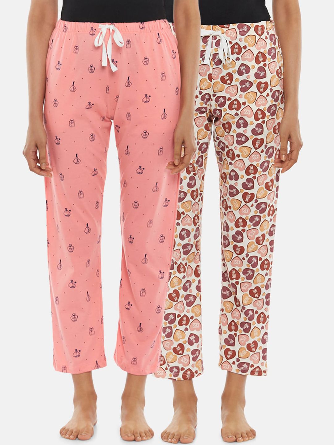 Dreamz by Pantaloons Women Set of 2 Printed Cotton Lounge Pants Price in India