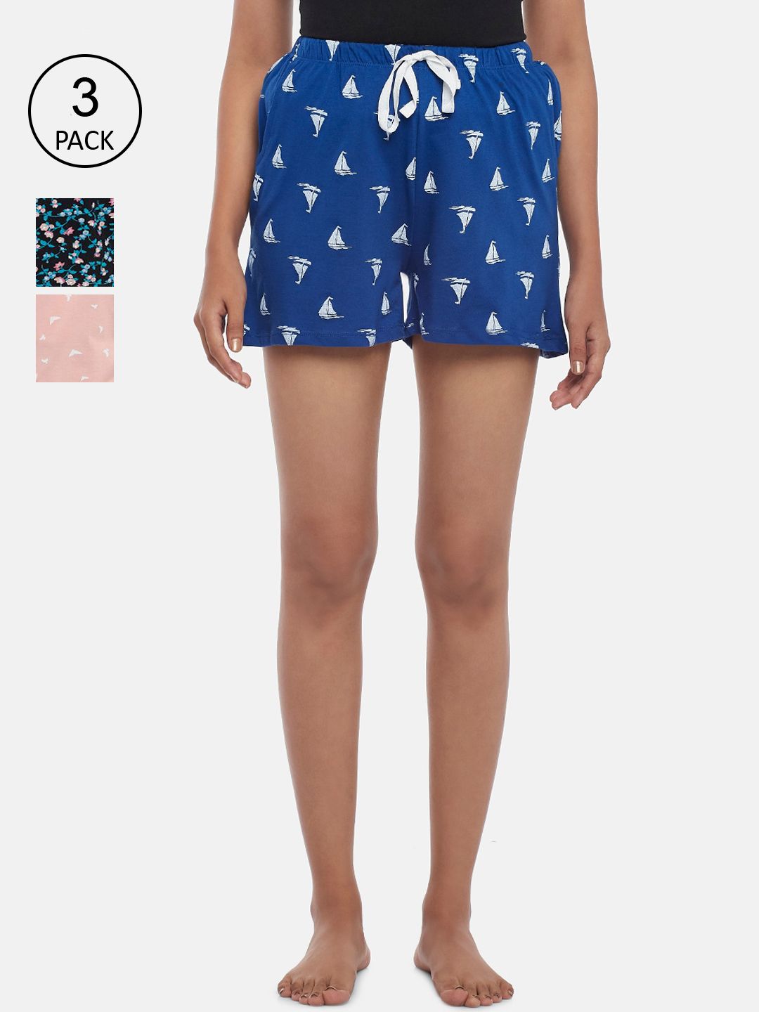 Dreamz by Pantaloons Women Blue Printed Lounge shorts Price in India