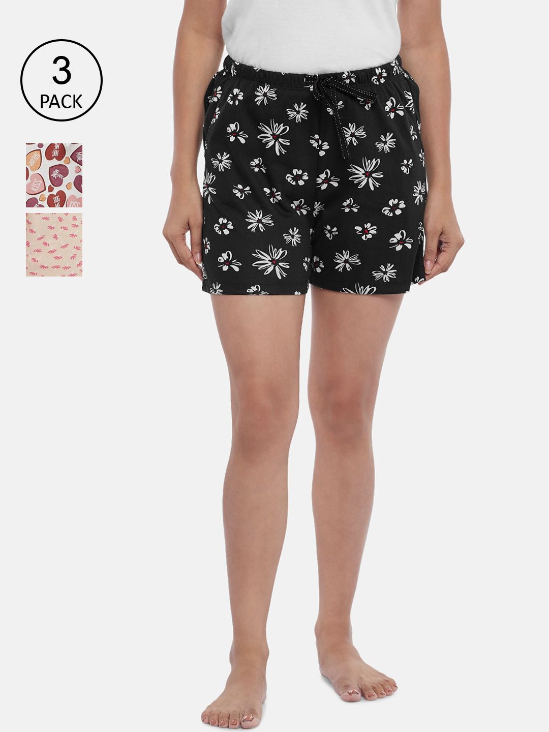 Dreamz by Pantaloons Women Black Printed Lounge shorts Price in India