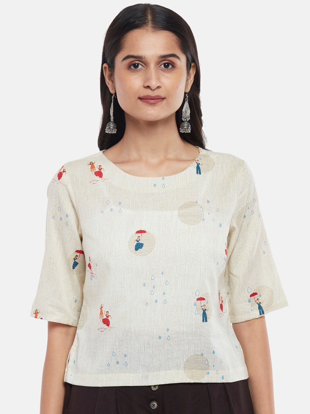 AKKRITI BY PANTALOONS Off White Embellished Top Price in India