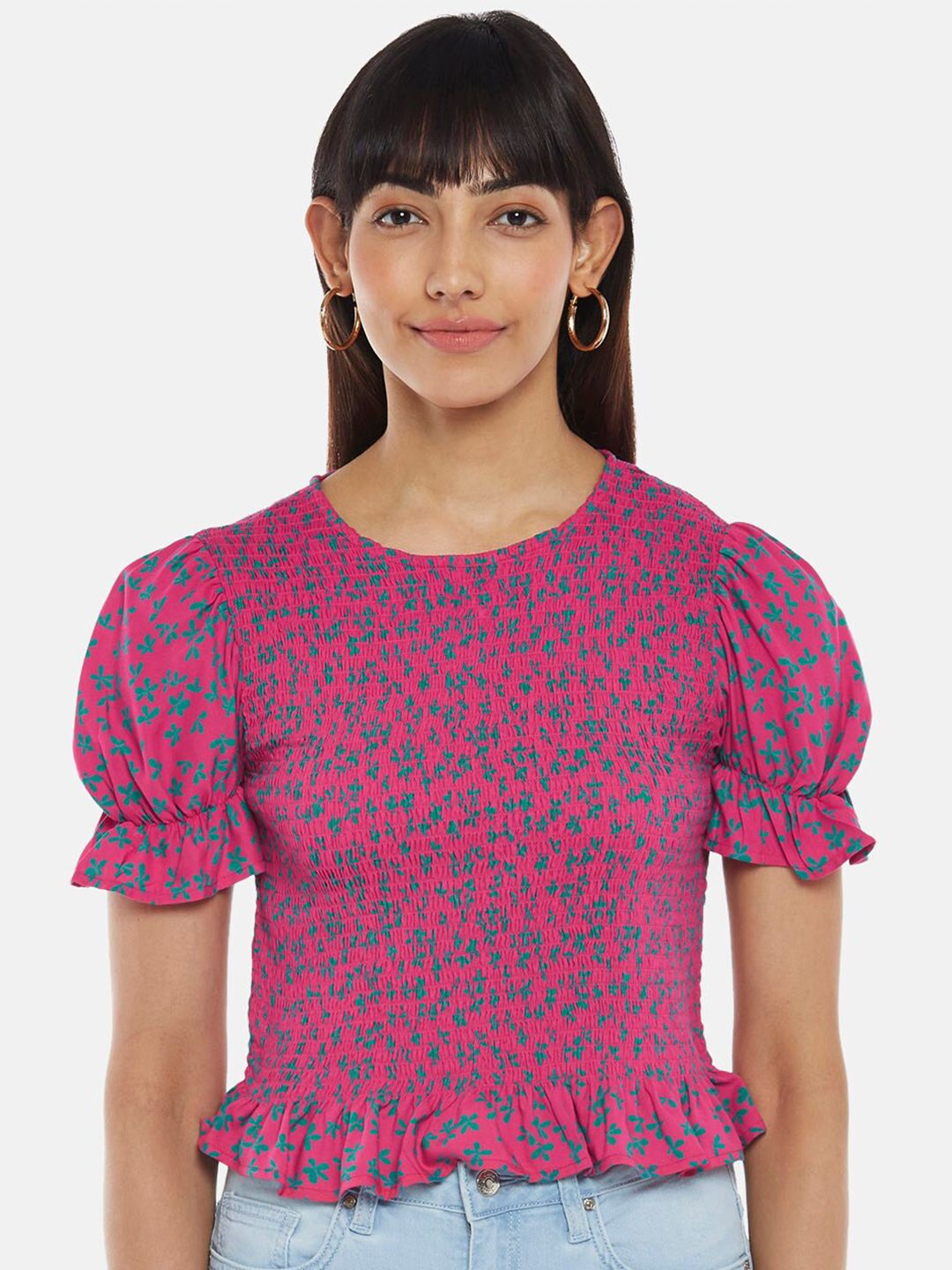 People Pink Print Top Price in India