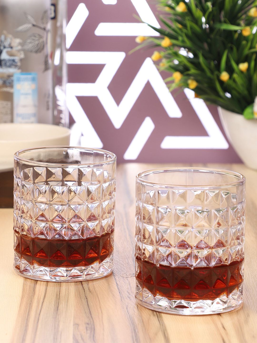 ceradeco Set Of 6 Transparent Textured Whisky Glasses Price in India