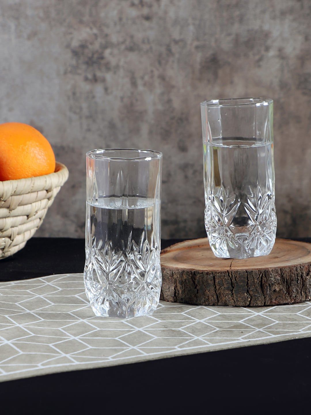 ceradeco Set Of 6 Transparent Textured Water Juice Glass 285 ml Price in India