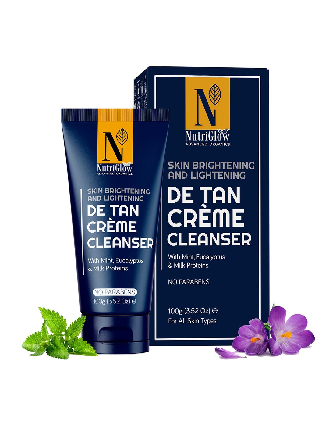 Nutriglow Advanced Organics Sustainable De Tan Cream Cleanser with Mint & Eucalyptus - 100 g