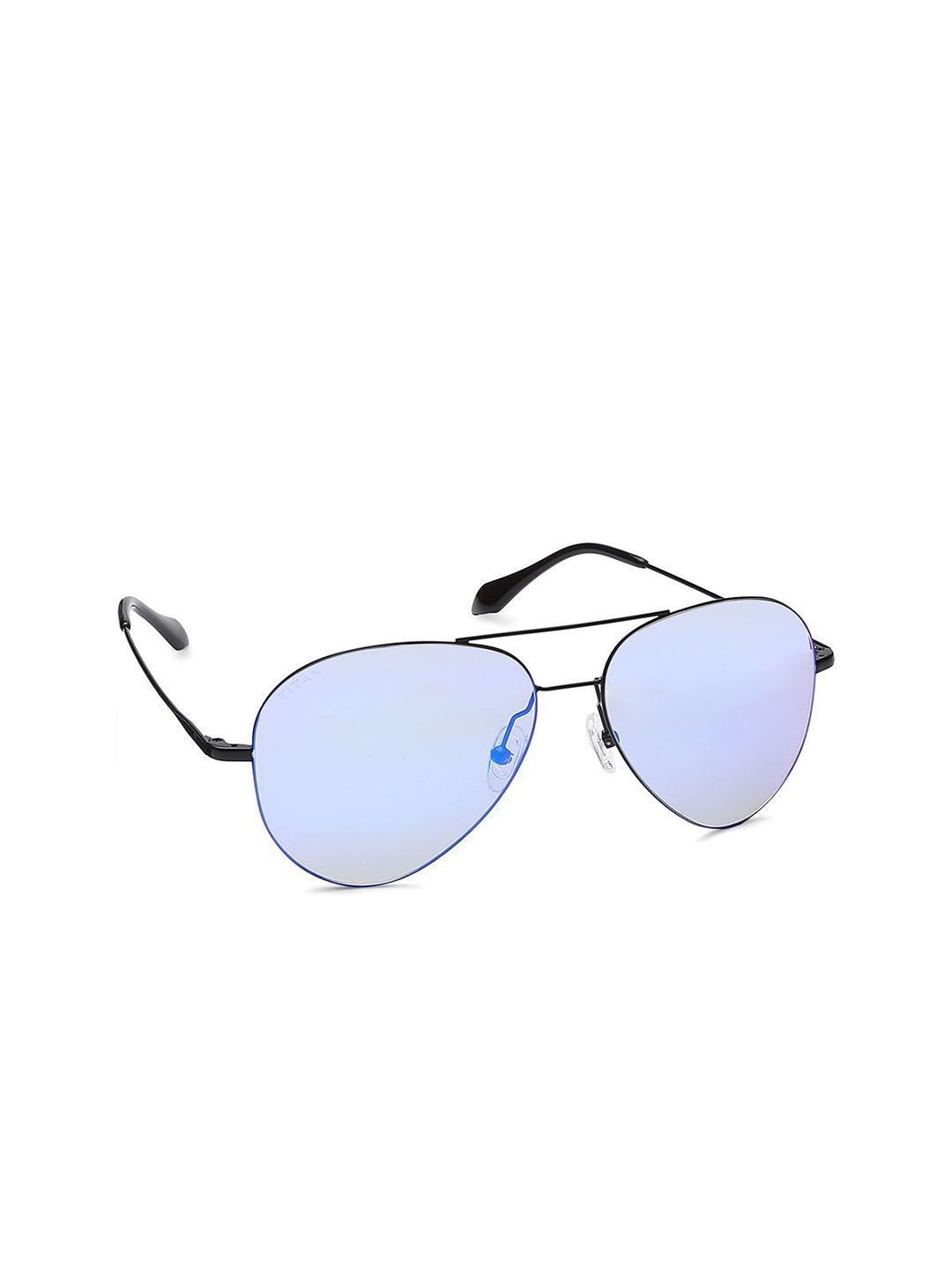 Titan Unisex Blue Lens & Black Aviator Sunglasses with Polarised and UV Protected Lens