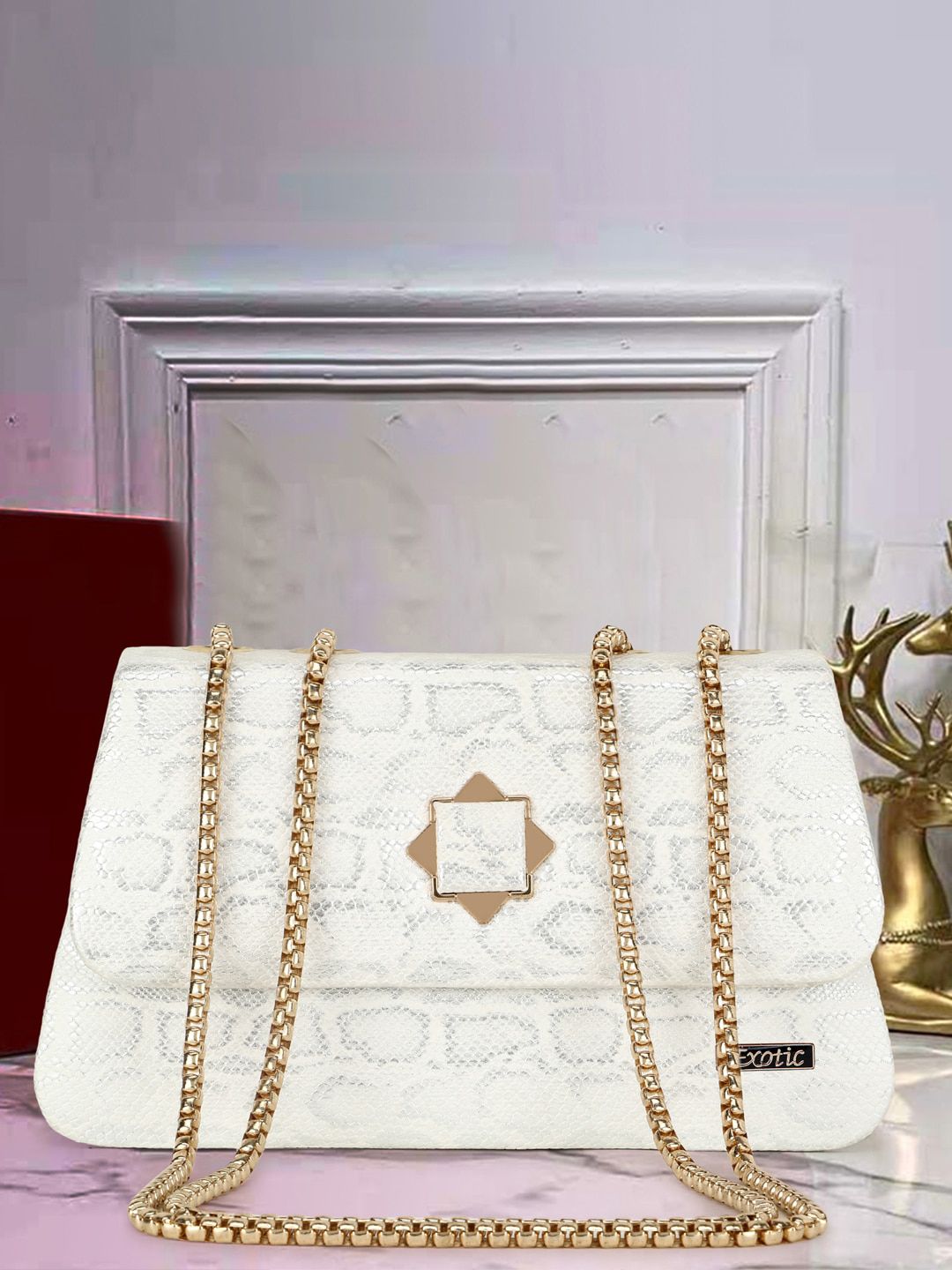 Exotic White PU Shopper Handheld Bag with Quilted Price in India