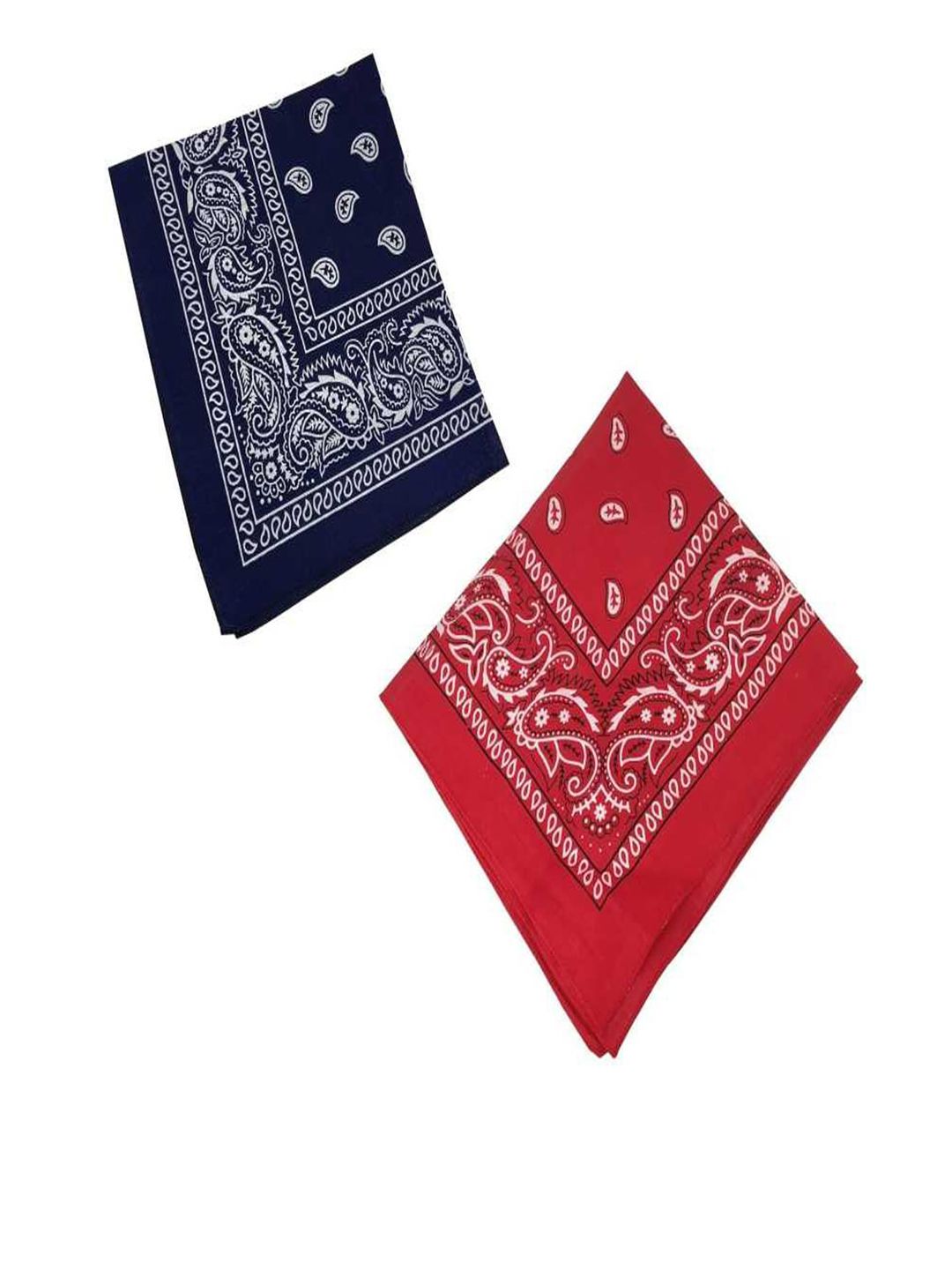 Aadikart Pack of 2 Red & Navy Blue Printed Pure Cotton Bandana
