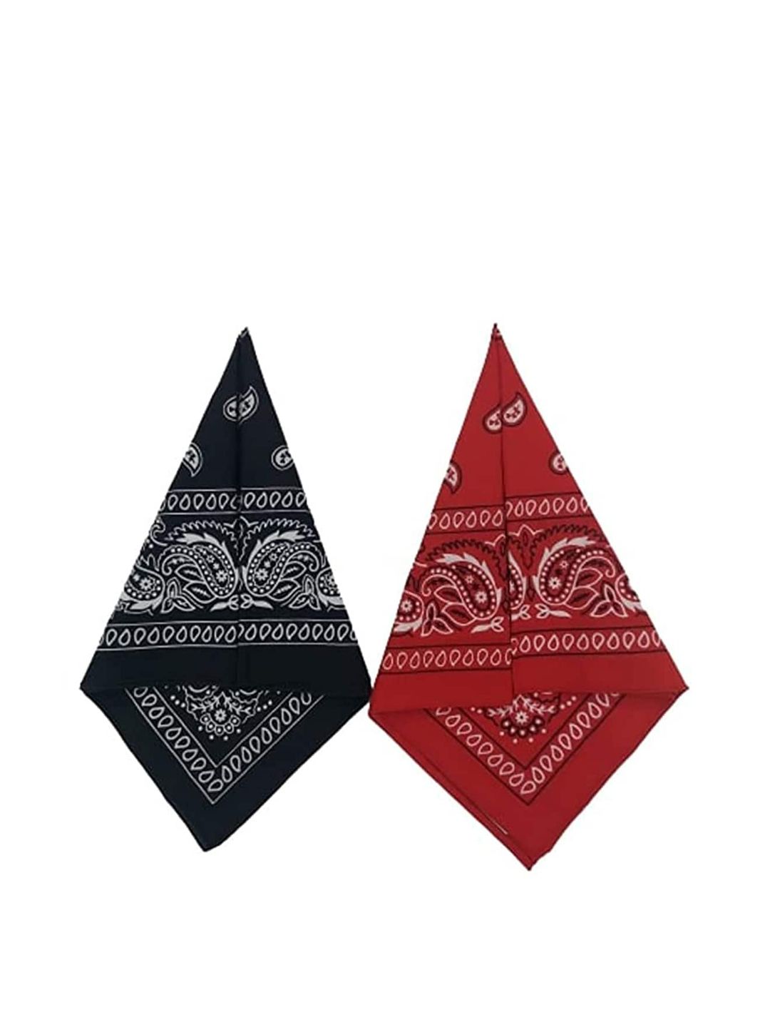 Aadikart Pack of 2 Black & Red Printed Pure Cotton Bandana