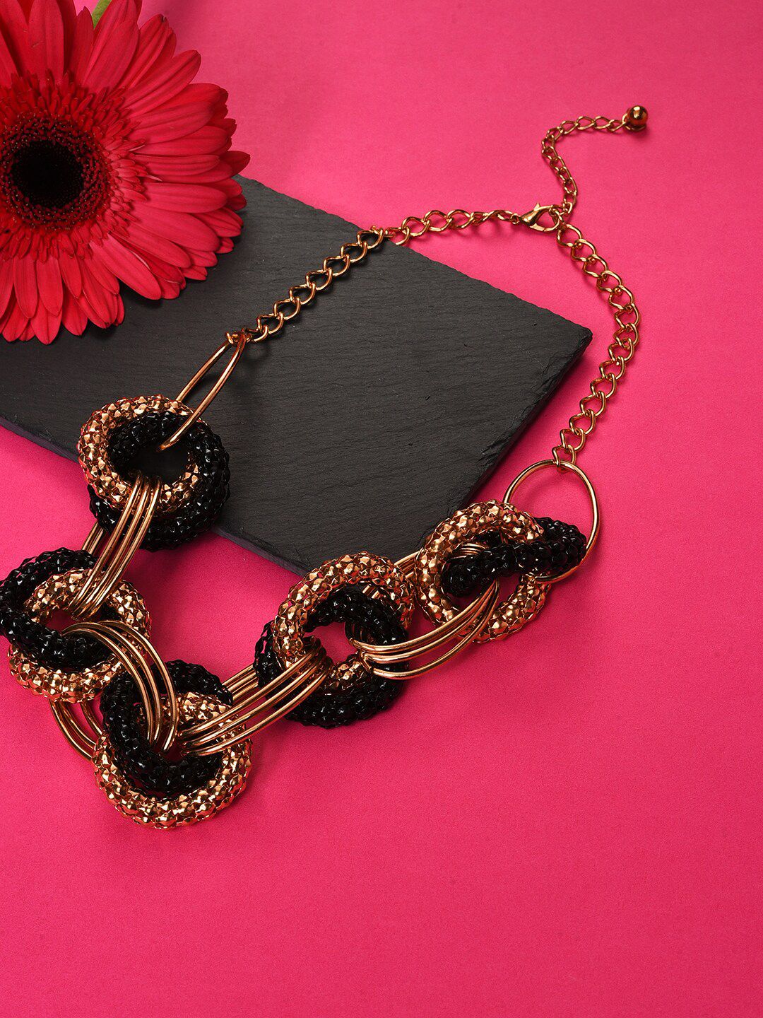 SOHI Gold-Toned & Black Gold-Plated Necklace Price in India