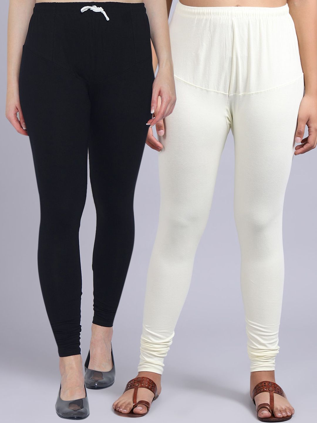 Jinfo  Women Pack Of 2 Solid Churidar Length Leggings Price in India