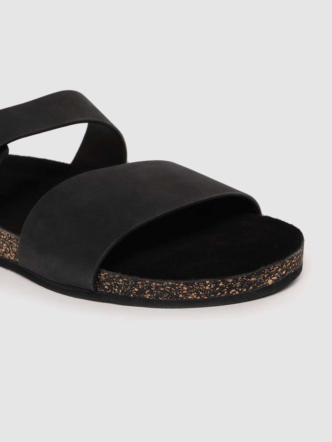 Buy SEVDAH Men Black Solid Leather Comfort Sandals - Sandals for