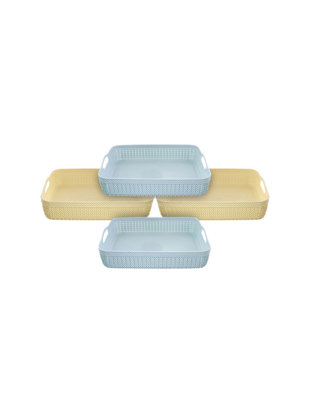 Kuber Industries Set of 4 Blue & Beige Solid Plastic Storage Basket Price in India